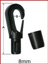 8mm Black Plastic Two Piece Bungee Hook # 794 for 8MM (5/16) Bungee Cord