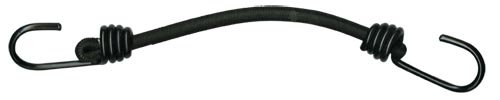 3/8 (9MM) X 12 Black Bungee Cord Assembly with PVC Coated Hooks