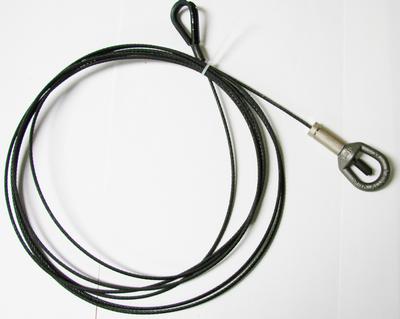 1/8 7X19 By 15 Black Powder Coated Cable Verlock Assembly with Thimble Eye on One End