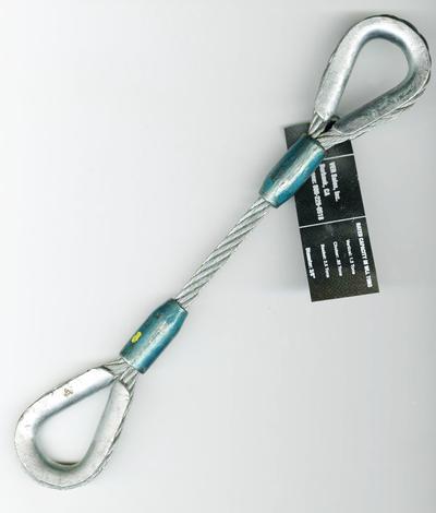 3/8 7X19 By 1 Ft. Wire Rope Lifting Sling (Cable Steel) with Flemish Thimble Eye on both Ends