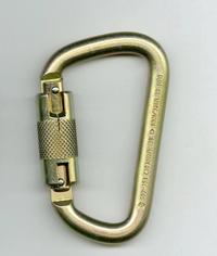 Gold Modified-D Steel Carabiner (Auto-Lock) w/ Keeper Pin