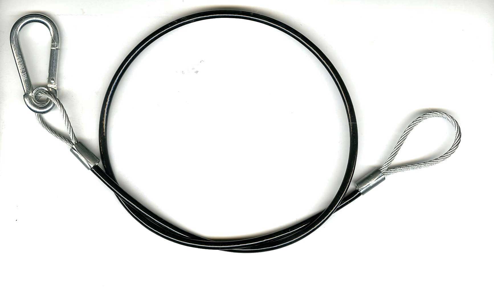 1/8 X 30 Black PVC Coated Safety Cable with 1/4 Snap