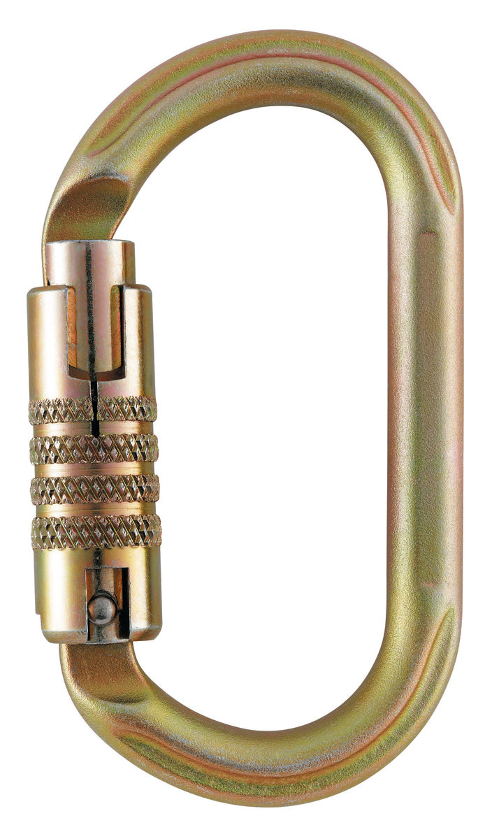 Petzl Oxan Oval Triact-Lock Steel Carabiner- Gold