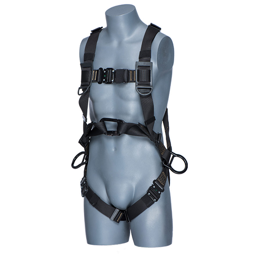 Rigger Safety Black 3D ring Harness w/ Rescue Hoops
