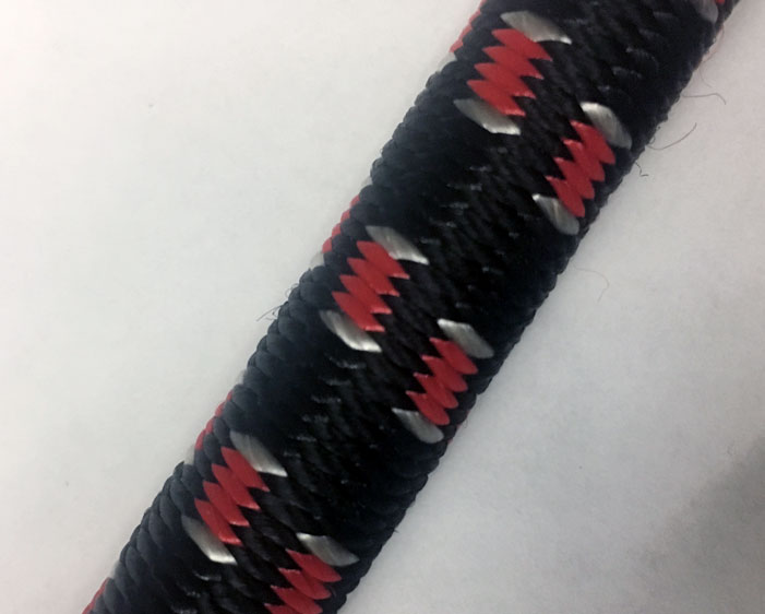 5/8 BLACK WITH RED AND WHITE FIBERTEX SINGLE JACKET BUNGEE #9005