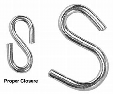 NO. 60 S-HOOK, ZINC PLATED, 1 13/16 X .187, WORKING LOAD LIMIT35 LBS.,DOMESTIC