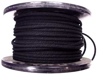 5/16 BLACK COTTON BELL CORD WITH WIRE CORE CENTER
